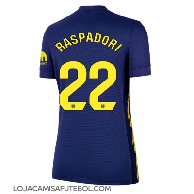 Camisa de Futebol Atletico Madrid Giacomo Raspadori #22 Equipamento Secundário Mulheres 2025-26 Manga Curta Camisa de Futebol Atletico Madrid Giacomo Raspadori #22 Equipamento Secundário Mulheres 2025-26 Manga Curta